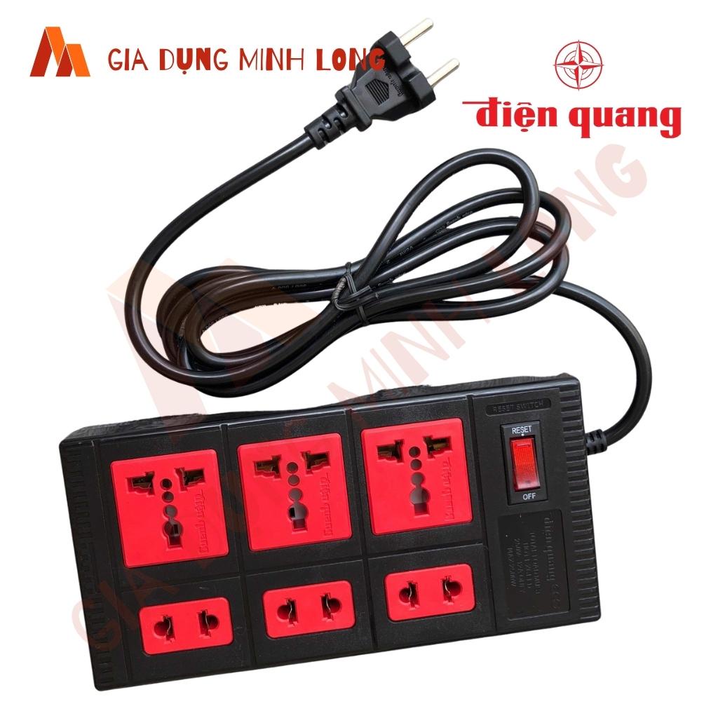 Ổ cắm 6 lỗ đa năng chịu tải Điện Quang ECO ĐQ ESK 6ECO - Ổ cắm liền dây 2 mét, 5 mét chịu tải 2 màu đen; trắng