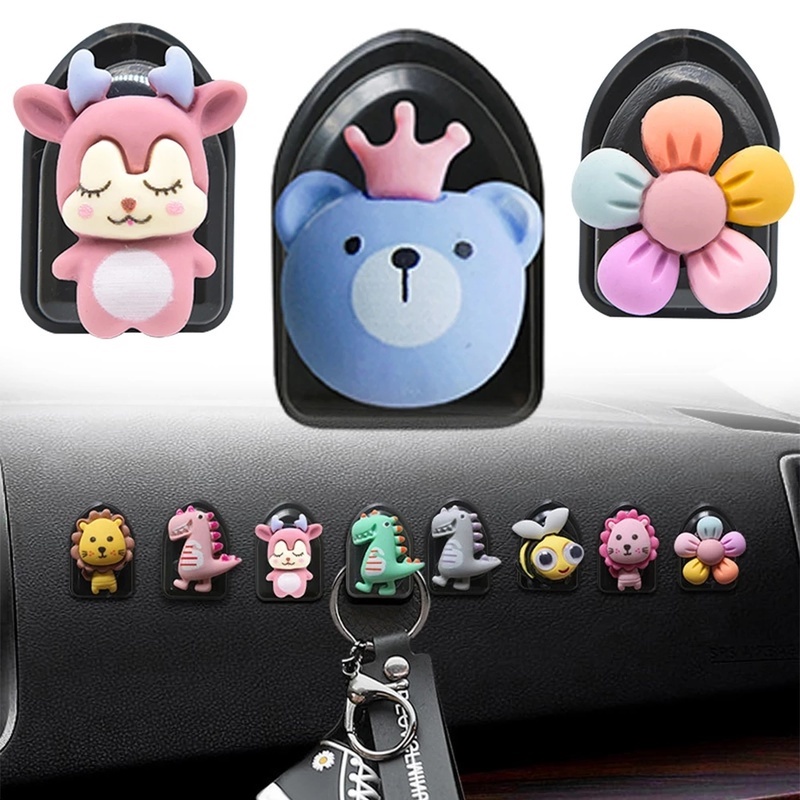 Móc treo đồ bằng nhựa tự dính họa tiết hoạt hình đa năng nhỏ gọn gắn sau ghế ngồi xe ô tô