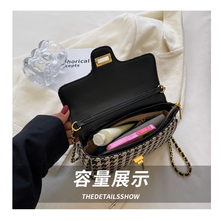 Túi Đeo JASMIN NOIR Chéo Canvas Nắp Gập Phối Dây Xích Thời Trang Dành Cho Nữ