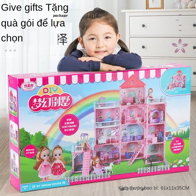 CĐồ chơi trẻ em, nhà chơi, con gái, công chúa nhỏ, biệt thự, lâu đài, sinh nhật, Ngôi búp bê Barbie Juehuang, quà tặng n