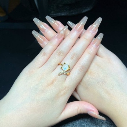 Nhẫn Hồ Ly Đá Moon Bọc Gold10k ☯ Nhẫn Đá Phong Thuỷ ☯ Cải Vận Tình Duyên May Mắn