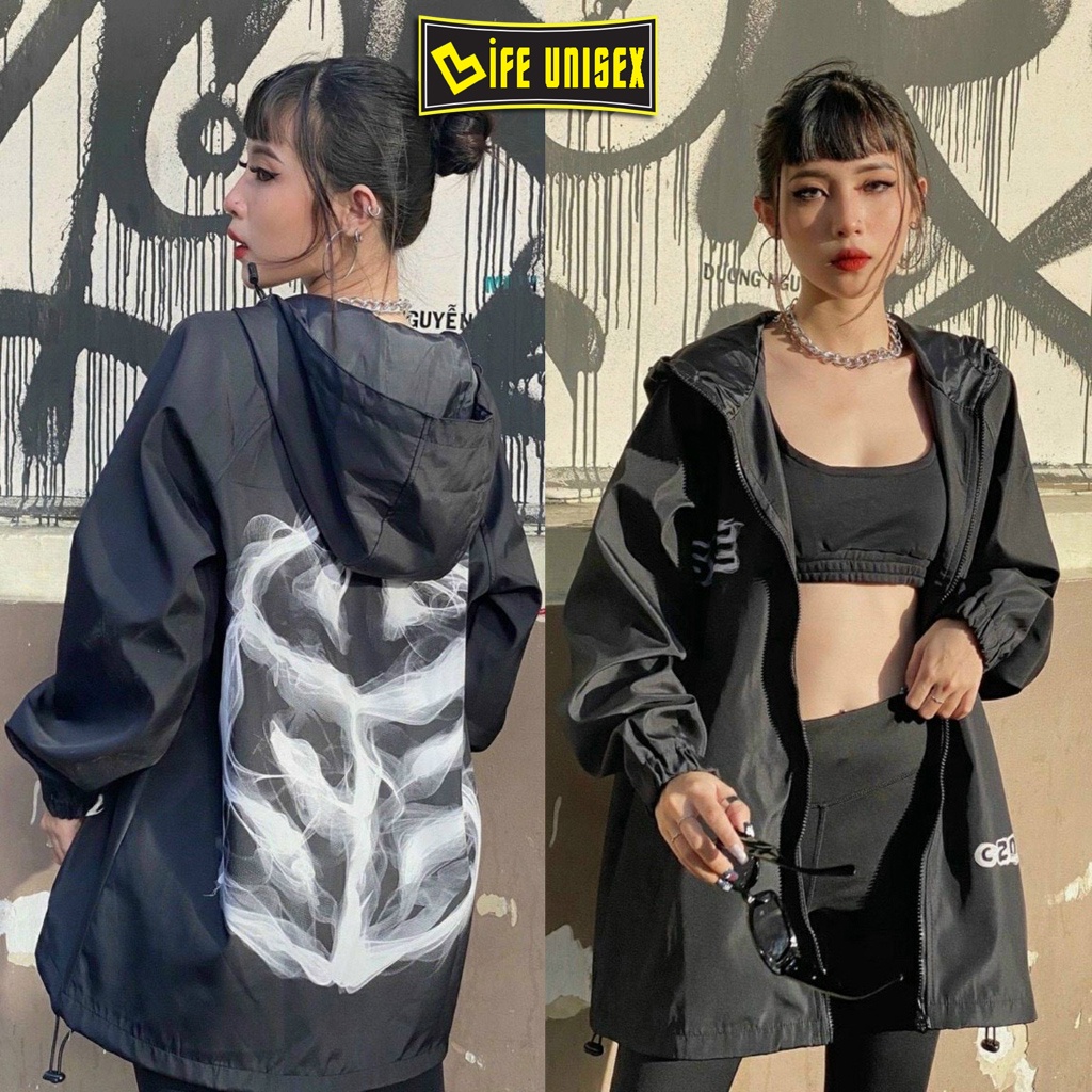 Áo khoác dù in hình SWE khói dành cho nam nữ cho cặp đôi, Jacket form rộng phong cách unisex - Life Unisex