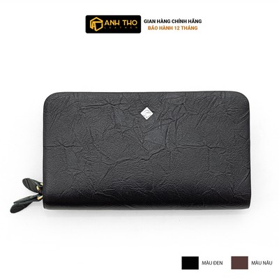 Ví cầm tay KURO - 2 dây kéo | Anh Tho Leather | Da bò vân sần