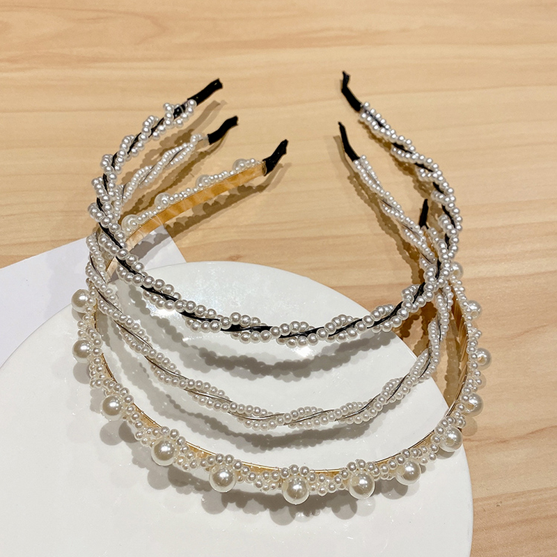 Băng Đô Thời Trang Đính Ngọc Trai Xinh Xắn Cho Nữ Kiểu Hàn Quốc