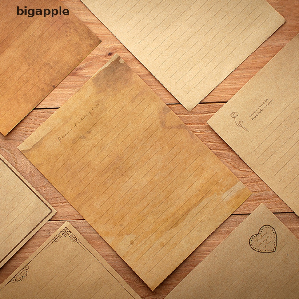 bigapple 12pcs/set Vintage Kraft Paper Envelopes Letter Paper Set Writing Pad Invitations RDG