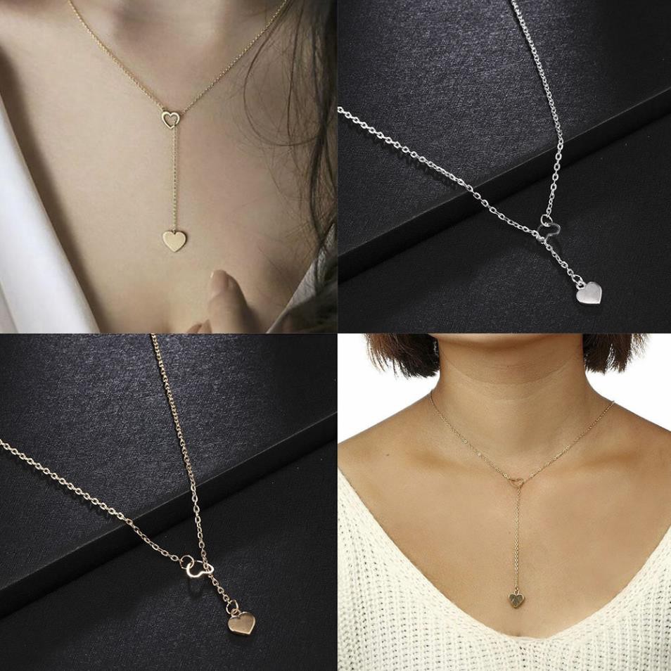 Dây chuyền mặt hình trái tim lồng trái tim thiết kế đơn giản thời trang nữ thanh lịch C174