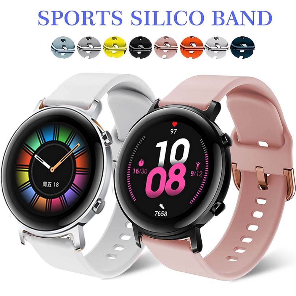 Dây Đeo Silicon 20mm Cho Đồng Hồ Thông Minh Huawei GT2 42mm/Samsung Galaxy 42mm Active 2 Gear S2