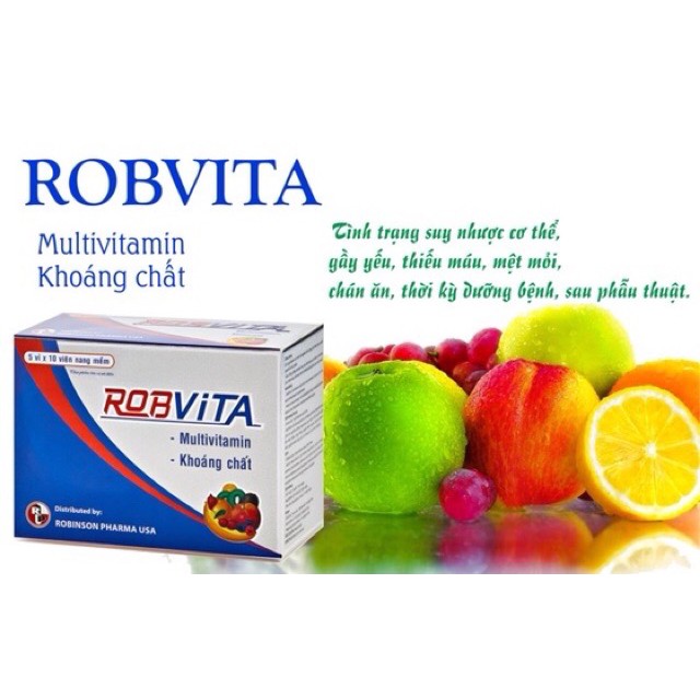 Bổ sung vitamin và khoáng chất, tăng cường sinh lực - Robvita - Robinson Pharma USA - Hộp 50 viên