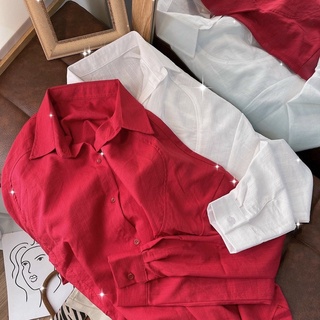 ÁO SƠ MI  ĐỎ FORM OVERSIZE