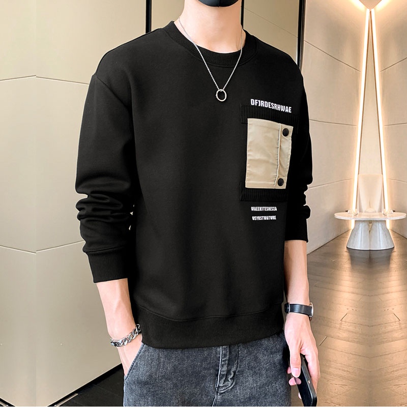 Áo Sweater Nỉ Nam Form Rộng Cổ Tròn Bo Gấu Phối Họa Tiết Túi Ngực Thời Trang Zenkonu TOP NAM 240