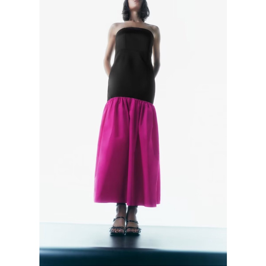 Đầm Dài Hở Vai Hóa Trang Phong Cách Pháp ZARA Dành Cho Nữ 0387184