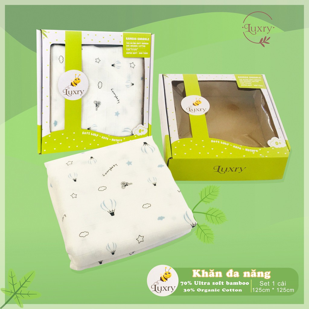 Khăn đa năng từ vải sợi tre cao cấp cho bé, mềm mịn kháng khuẩn - Luxry baby