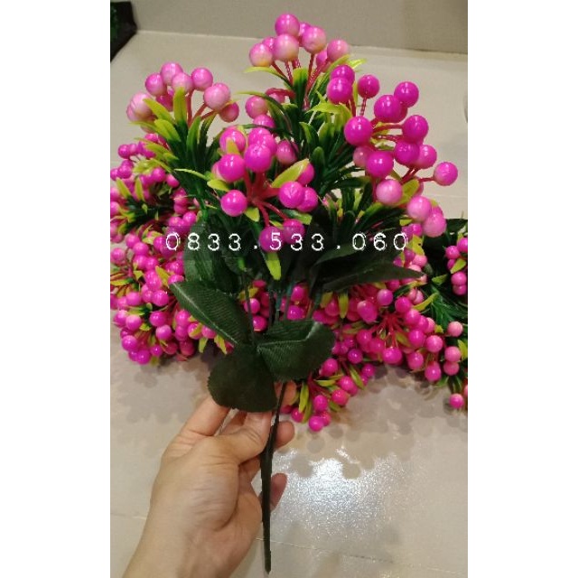 Chùm cherry 28cm, 5 nhánh, có 5 màu: đỏ, cam, hồng, trắng, xanh - Cành điểm trang trí lọ hoa