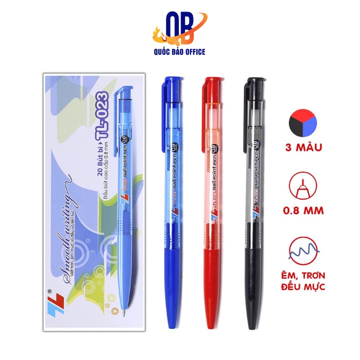 Bút bi Thiên Long TL-023 - ngòi 0.8mm - mực xanh/ đen/ đỏ - 1 chiếc