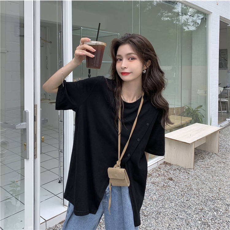 SUXI Áo Thun Tay Ngắn Cổ Tròn Màu Sắc Đơn Giản Thời Trang Mùa Hè Dành Cho Nữ