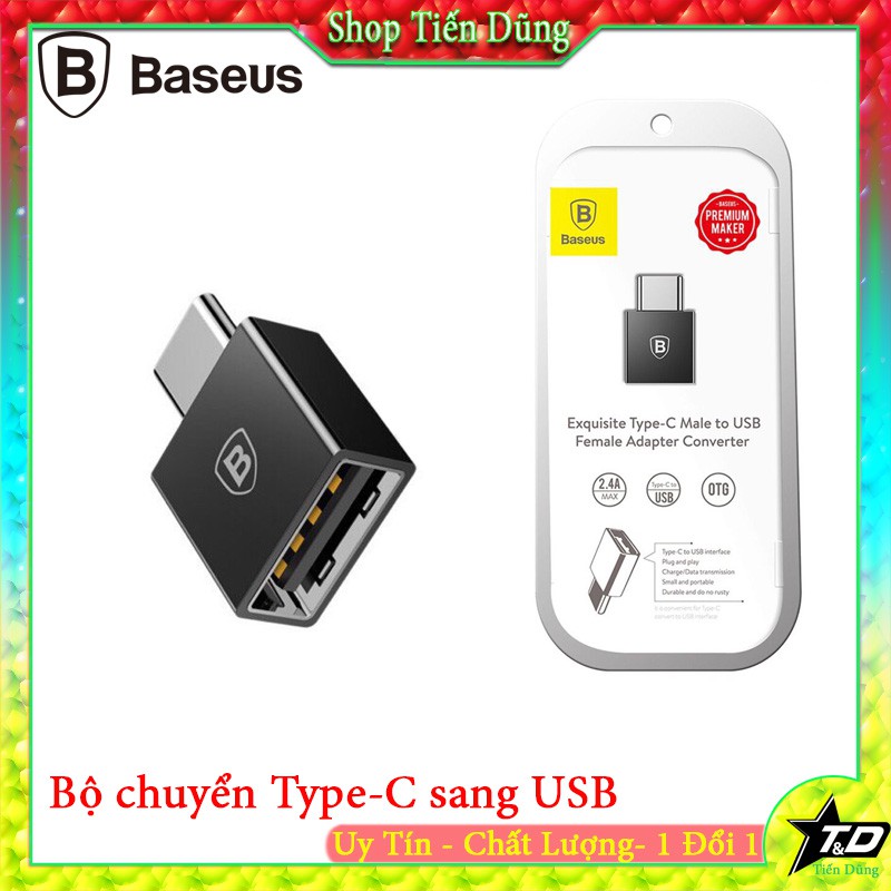 Đầu chuyển OTG type C sang USB baseus chất liệu hợp kim nhôm và nhựa cao cấp- Đầu USB OTG type-C sang USb