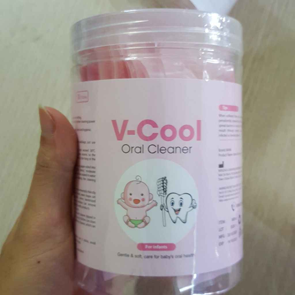 Rơ lưỡi que V-cool dùng vệ sinh răng miệng cho bé - hộp 30 que