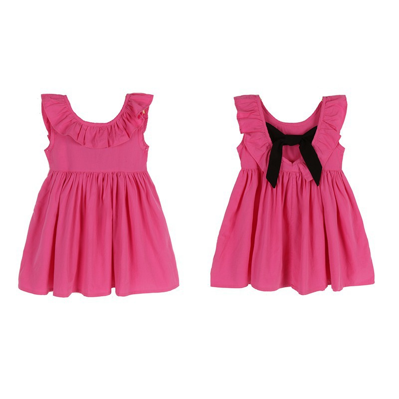 Đầm tay xòe cánh bướm thắt nơ lưng cho bé