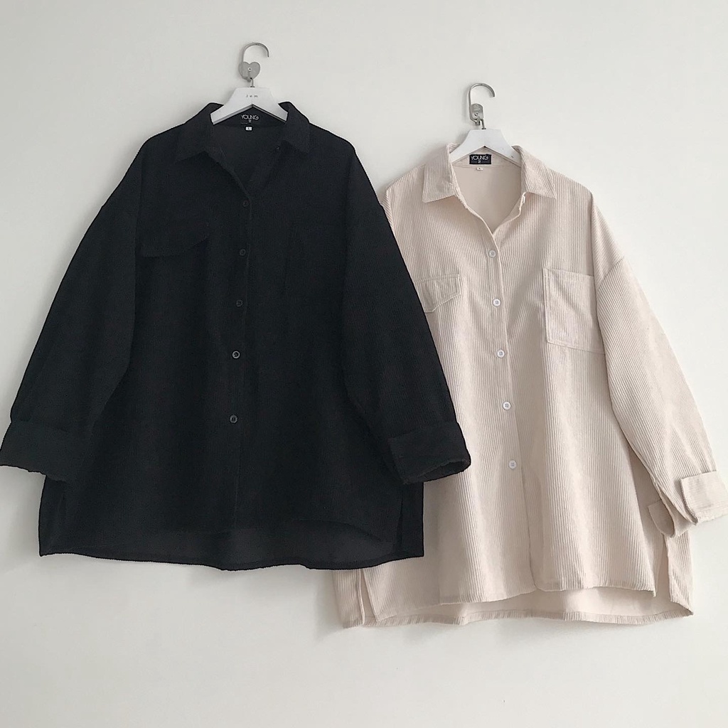 Áo Sơ Mi Nữ Form Rộng 2 Túi Hộp JEM CLOSET Sơ Mi Nhung Tăm Tay Dài Thiết Kế Trơn Basic Khoác Ngoài Cực Xinh YOLI 10171 | BigBuy360 - bigbuy360.vn