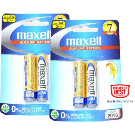 Pin đũa 3A, pin tiểu 2A maxell - Vỉ 2 viên