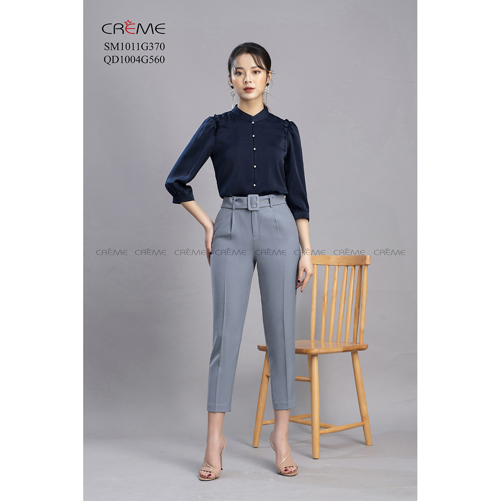 Quần tây đai rời che bụng tôn eo tuyệt đối QD1004 CREME