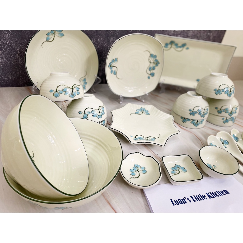 Bộ Bát Đĩa Gốm Sứ Tráng Men Bát Tràng Đẳng Cấp, Bộ Chén Bát Bát Tràng Chính Hãng
