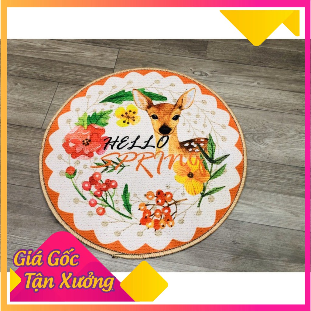 Thảm trải sàn, thảm bali hình tròn dùng để lót ngồi, chùi chân, decor phòng đường kính 35cm