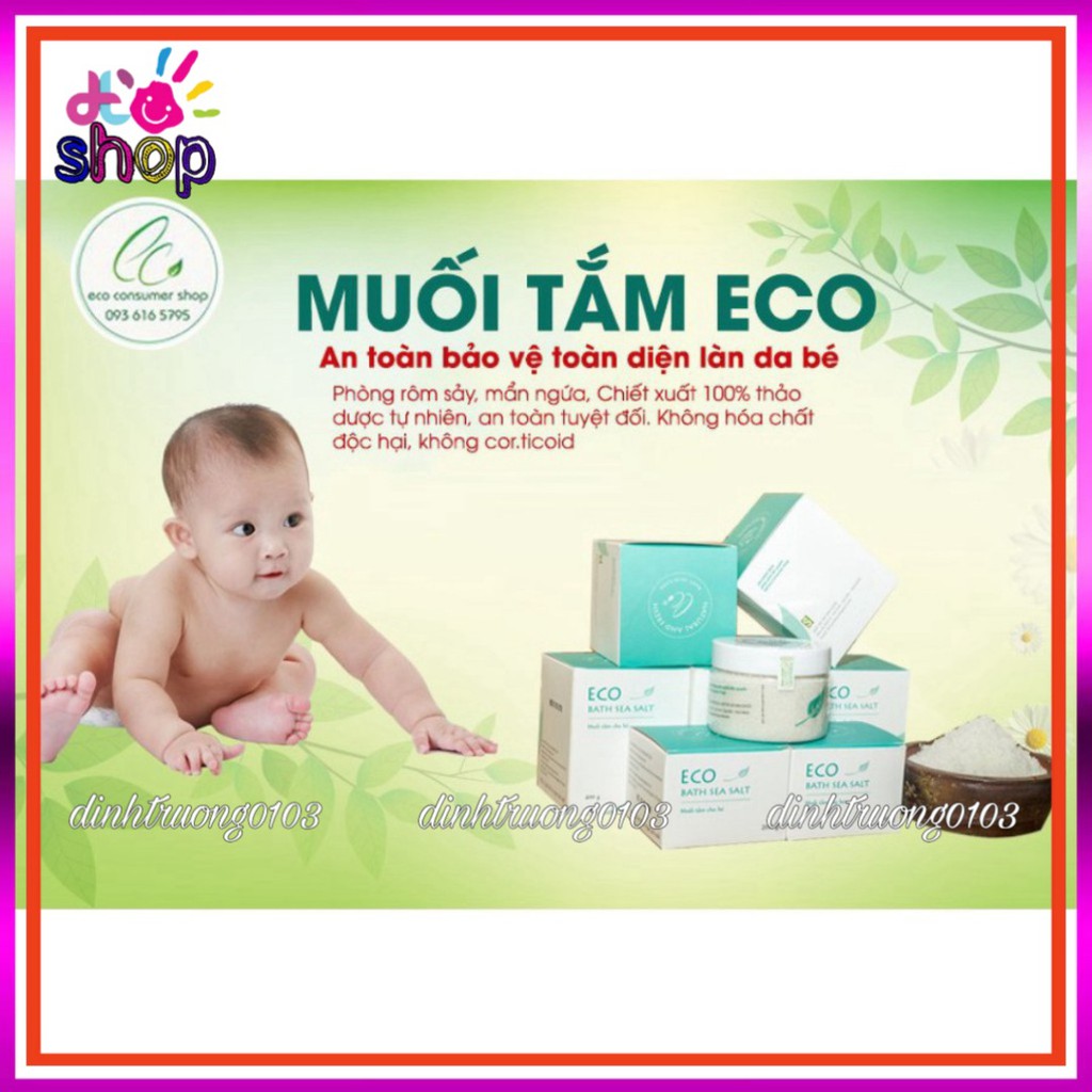 Muối Tắm Bé Sinh Dược Eco 200g - Muối tắm bé thảo dược- HẾT rôm sảy, mẩn ngứa, di ứng, làm ấm cơ thể bé