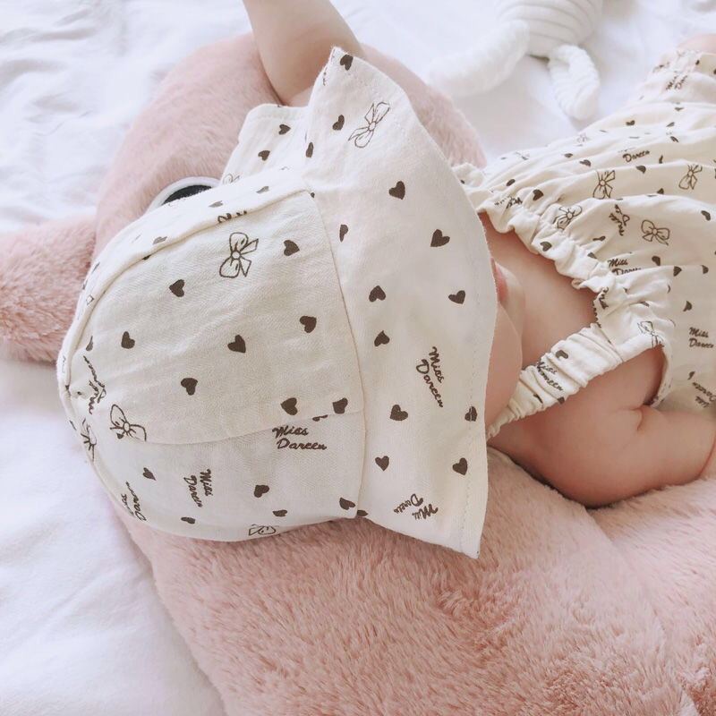 Bộ Áo Liền Quần Không Tay Kèm Mũ In Hoa Thời Trang Mùa Hè Cho Bé