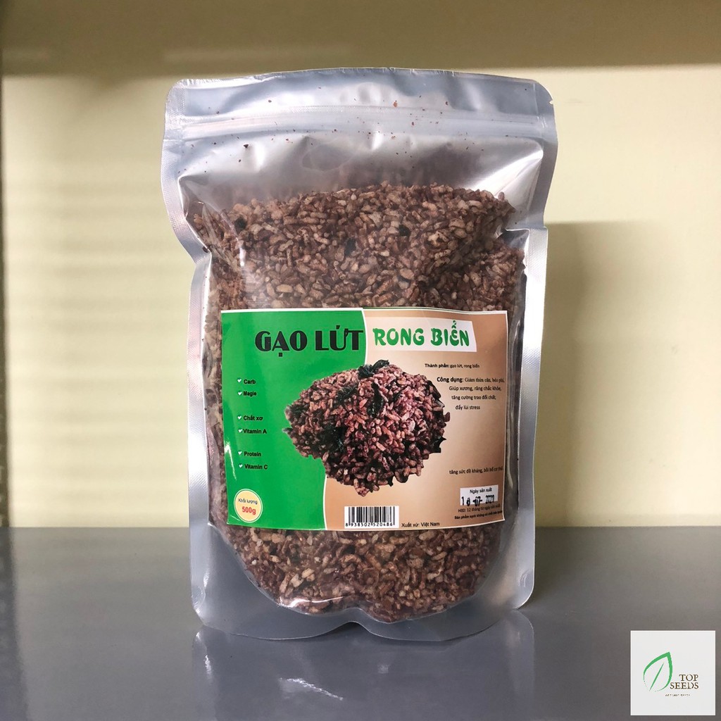 Gạo Lứt Sấy Rong Biển Giòn Tan Ăn Liền Hàng Mới Nhất Túi 500g