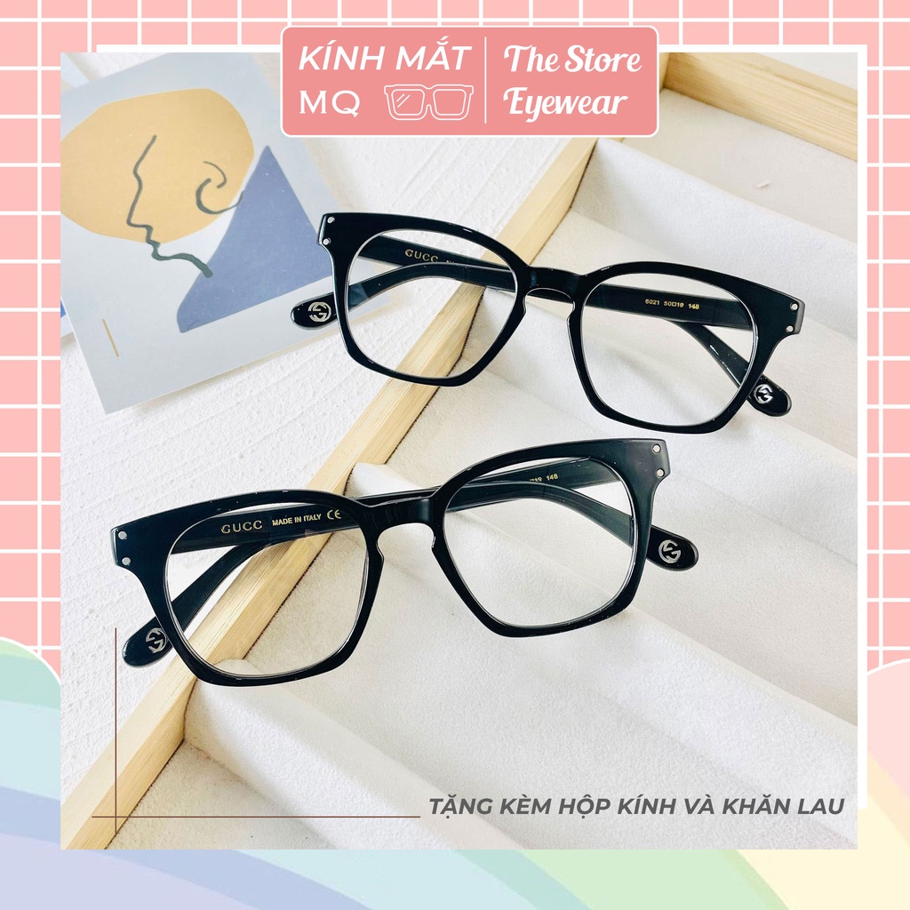 Gọng kính nam nữ dáng vuông hàng mới về Gu cc.i ST Siêu Hot, Kính mắt MQ nhận cắt cận 0-6 độ