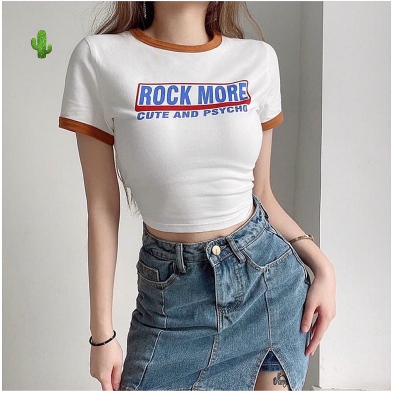 ÁO KIỂU CROPTOP TAY NGẮN NỮ ROCK CUTE ALOHASHOP91