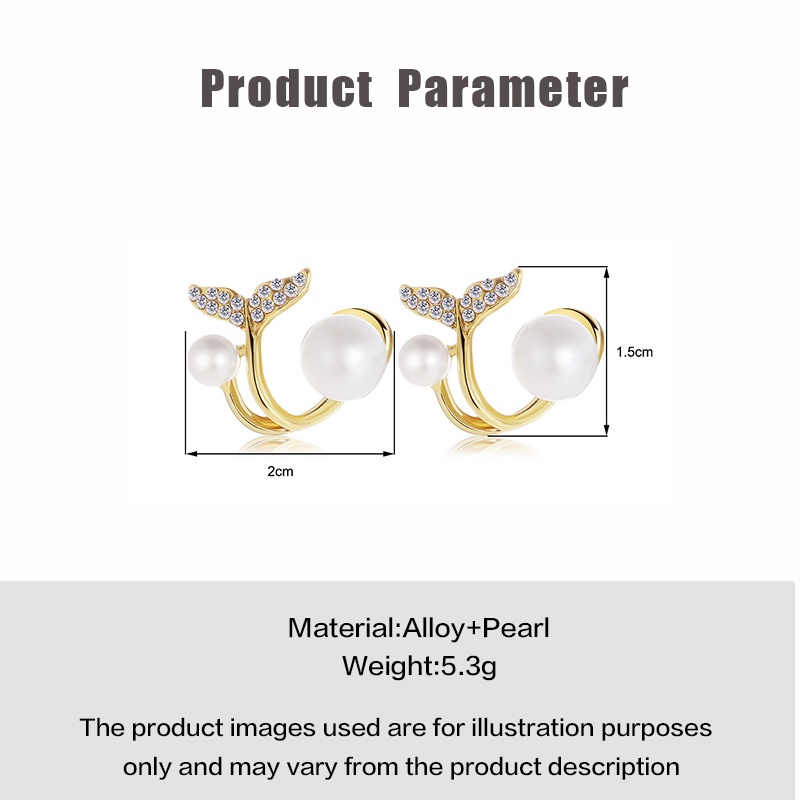 Khuyên tai MAYEBE LAVEND mạ bạc 925 kiểu đuôi cá đính ngọc trai giả phong cách Hàn Quốc