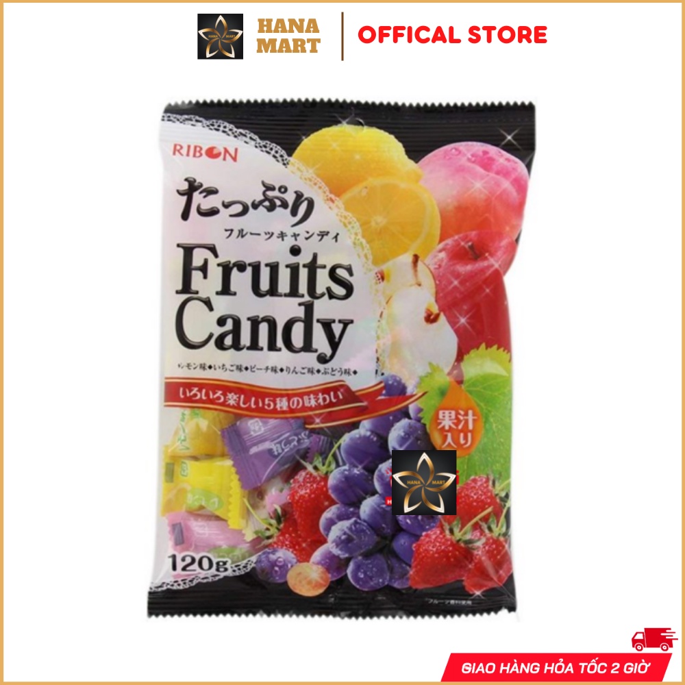 Kẹo Ribon Fruits Candy 5 vị trái cây tổng hợp gói 120g