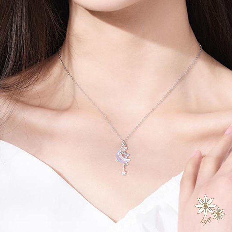 Vòng cổ Mặt Hình Ngôi Sao Và Mặt Trăng Đính Đá Thời Trang Cho Nữ