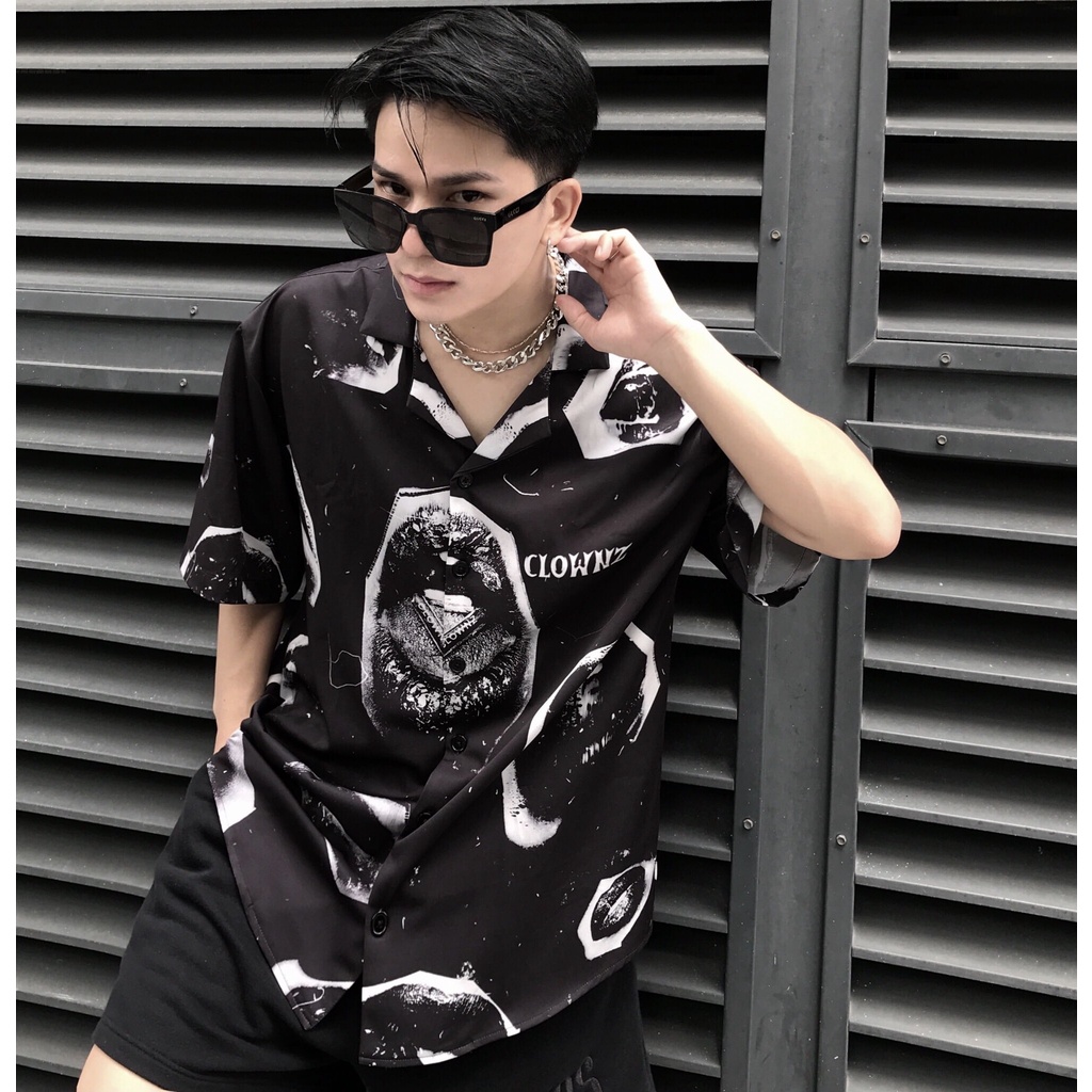 Áo sơ mi local brand Clownz Bad Lips dáng unisex, form rộng, chất kate mịn | BigBuy360 - bigbuy360.vn