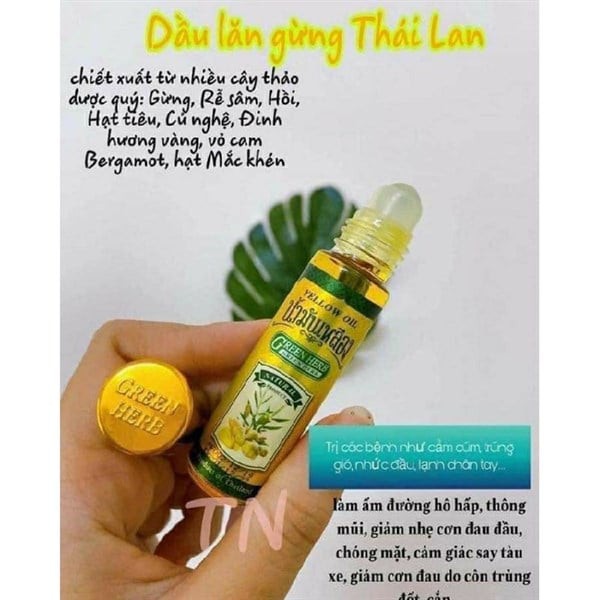 Dầu Nóng Yellow Oil Green Herb Thái Lan (DẦU GỪNG)