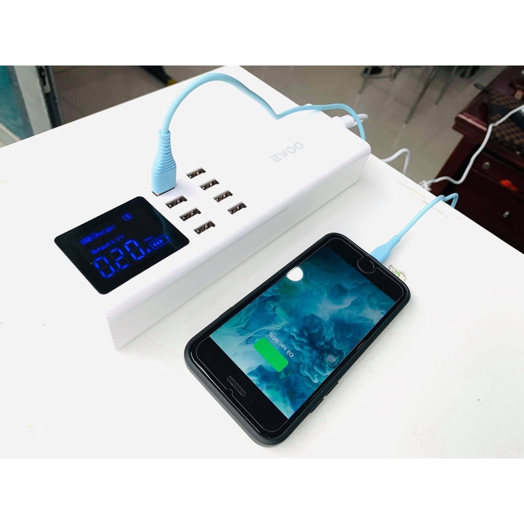 Sạc 8 cổng BWOO có đồng hồ hiển thị dòng điện và điện áp hàng chính hãng bảo hành 12 tháng đổi mới