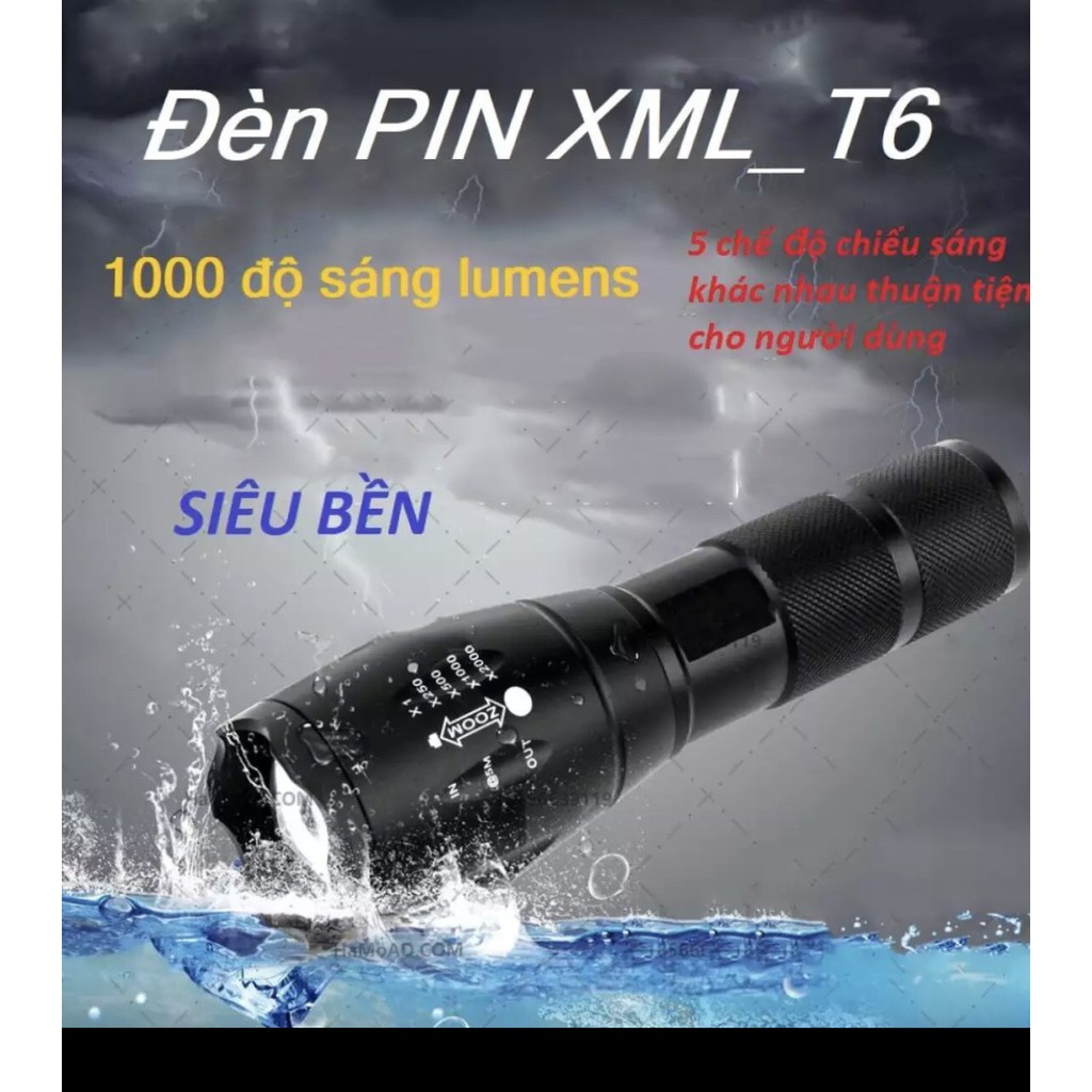 Đèn Pin Siêu Sáng T10 Chiếu Sáng Cực Xa , Hợp Kim Chống Nước