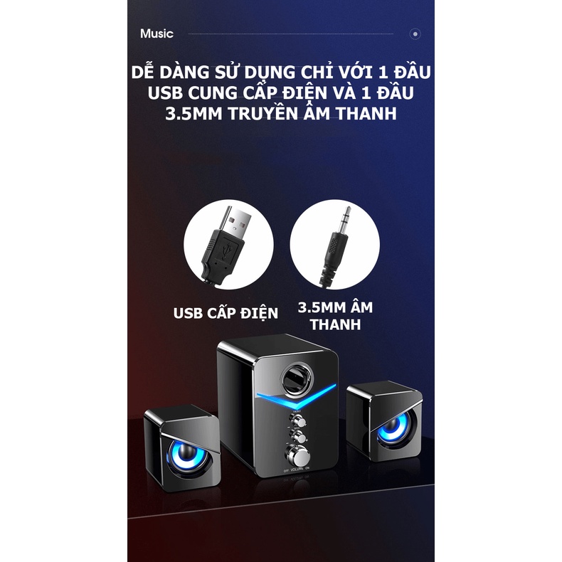 Loa vi tính có bluetooth MC-D211 thiết kế hiện đại với đèn led màu xanh âm thanh sống động - VL