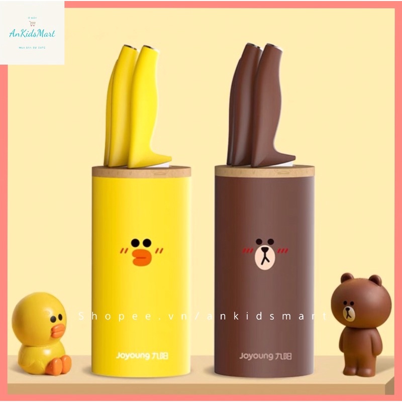 Bộ dao thớt kháng khuẩn Joyoung line friends đa năng, tiện dụng