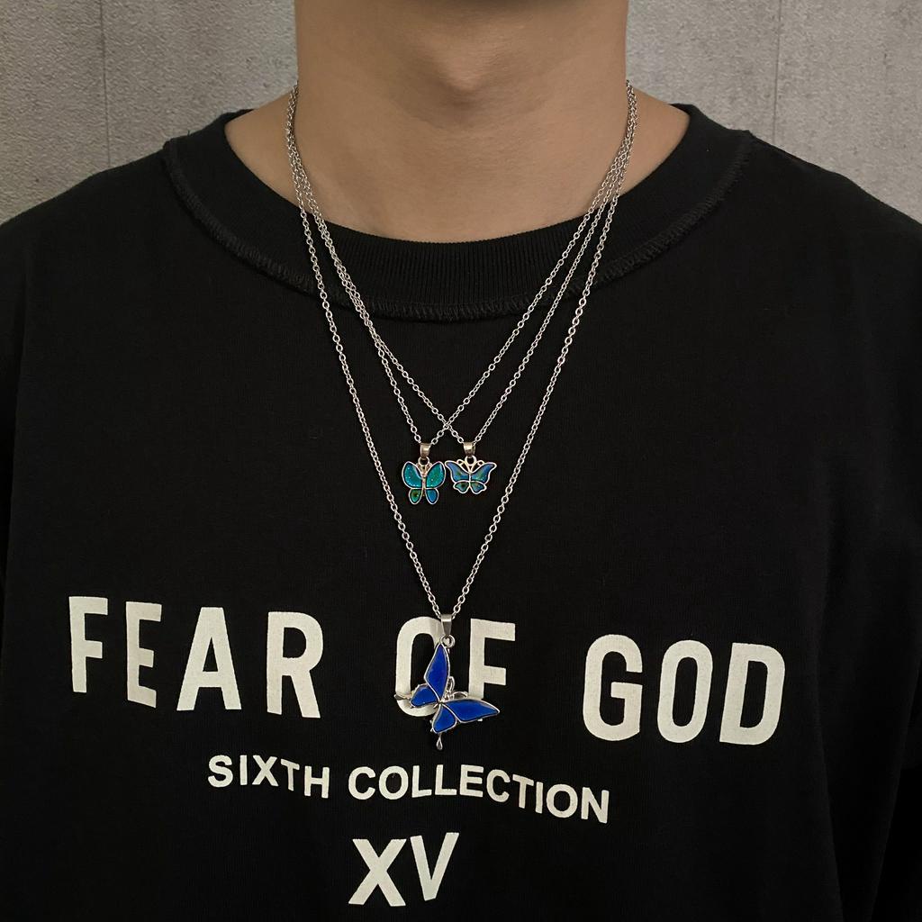 Mặt Dây Chuyền Hình Bướm Thay Đổi Màu Sắc Theo Nhiệt Độ 19AA Phong Cách Hip-Hop Cá Tính