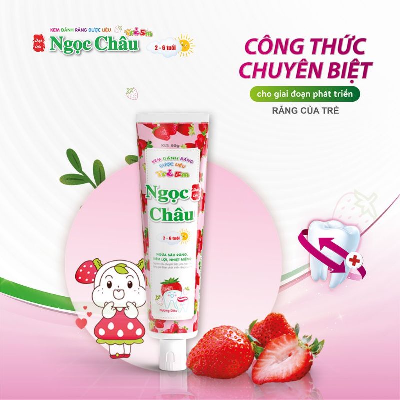 ( 2 LOẠI ) Kem Đánh Răng Trẻ Em Dược Liệu Ngọc Châu 50g và 70g