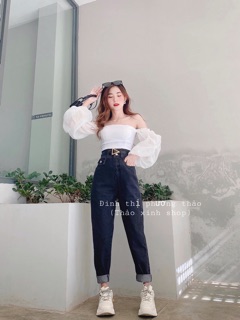 🌪Bagyy Jeans Lưng Cao 2 Nút Túi Nắp