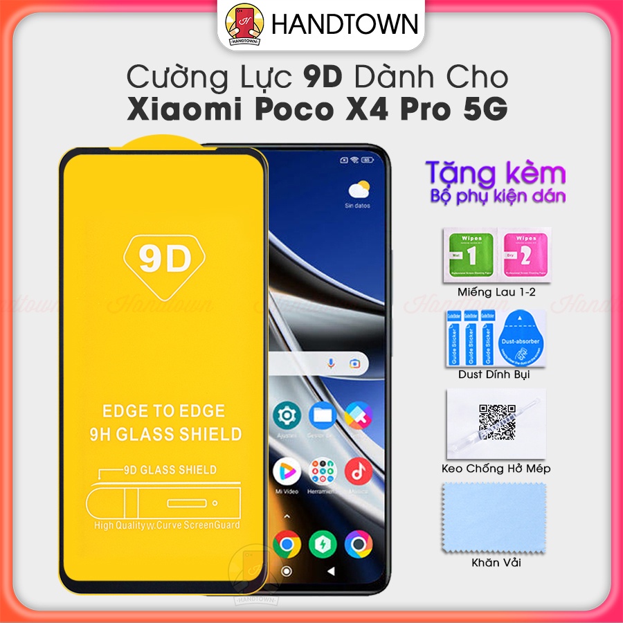 Kính Cường Lực 9D Xiaomi Poco X4 Pro 5G Full Màn Full Keo Không Chấm Li Ti Chống Va Đập