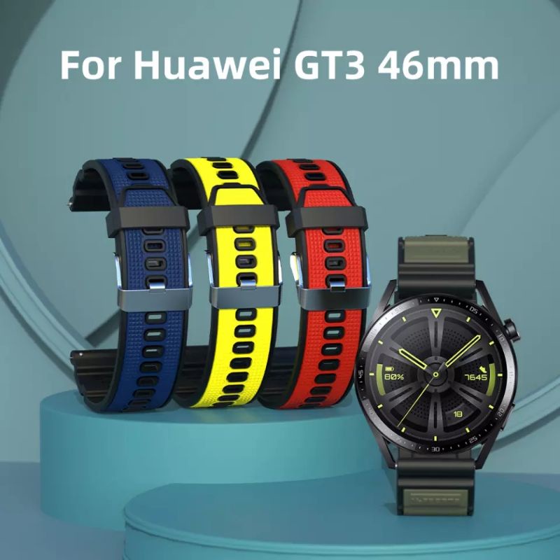 Dây đồng hồ cao su silicon Sikai 2 màu cao cấp dành cho Huawei Watch GT3 46mm