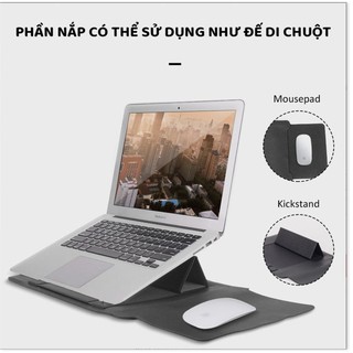 Bao da Laptop có giá đỡ và tấm lót chuột đa năng Sleeve (Đen) - cao cấp