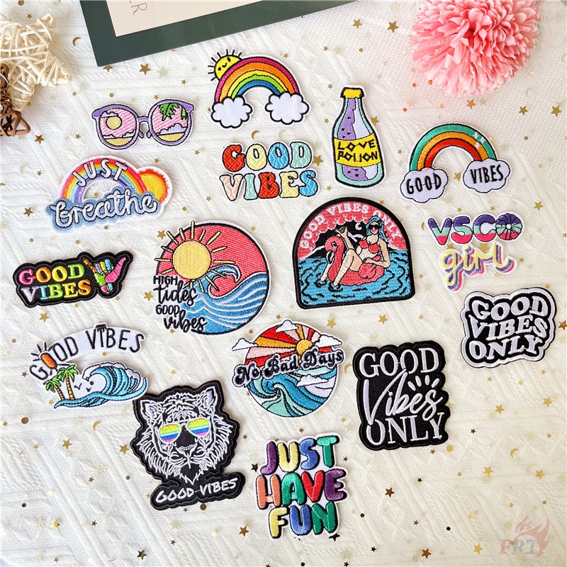 ♥ Vsco - Miếng Vá Ủi Quần Áo Good Vibes ♥ 1 Huy Hiệu Ủi Quần Áo DIY 16 Phong Cách