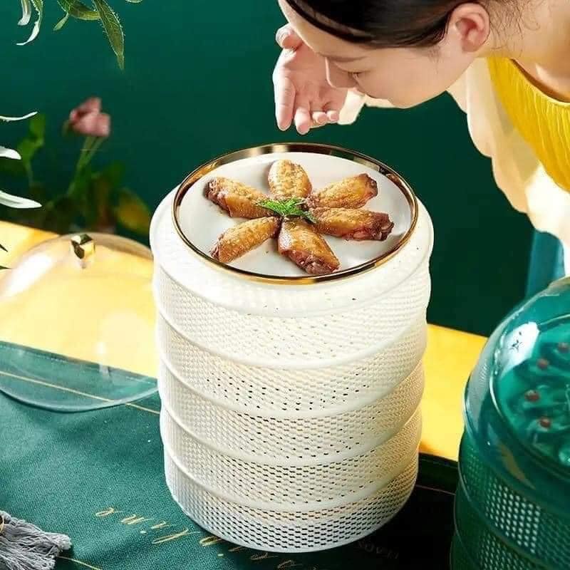 Lồng bàn đậy thức ăn xếp gọn 5 tầng tiện lợi