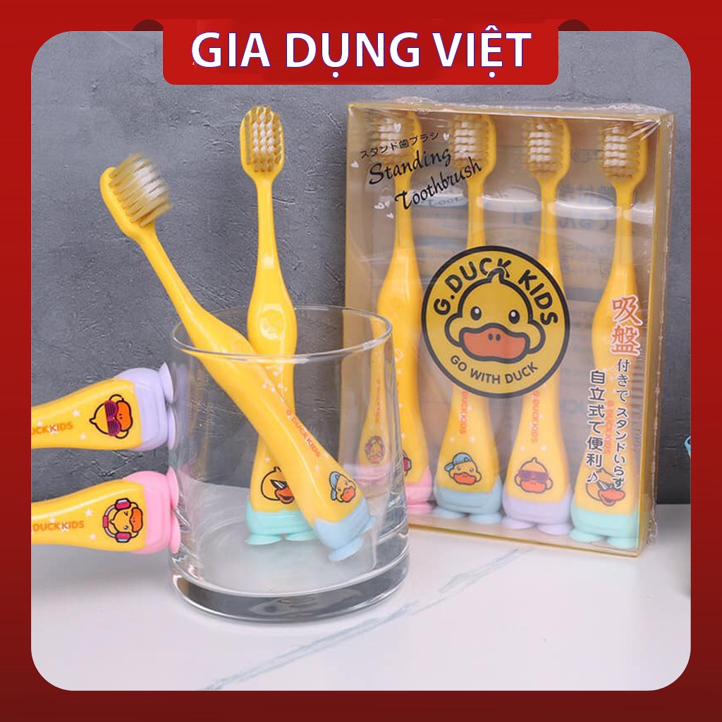 Set 4 bàn chải đánh răng vịt vàng G.DUCK lông mềm mịn mượt cho bé từ 3 đến 12 tuổi